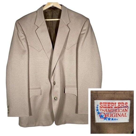 VTG Sheplers Lubbock Sport Coat 44R Western Cowboy Rockabilly Polyester Blazer